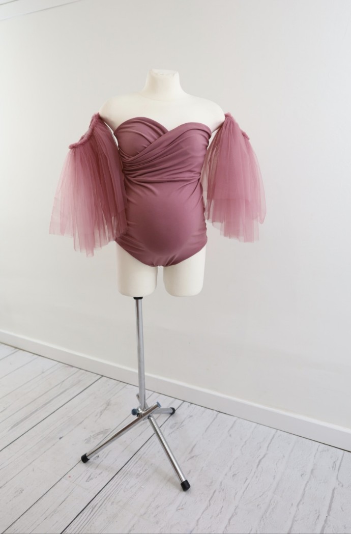 ESTERA zestaw damski body plus spódnica i rękawki - Image 3